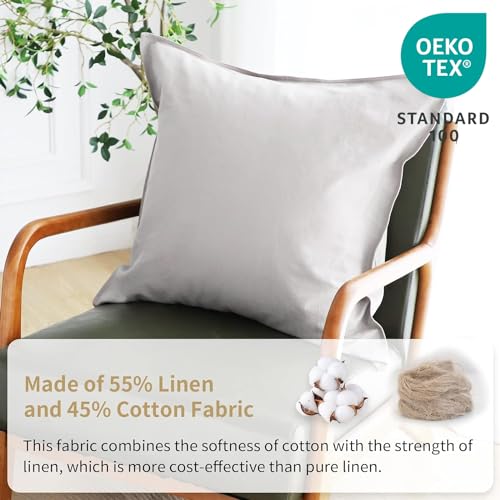 Simple&Opulence Linen Euro Shams Basic Style Solid Color 24x24 Inch Pack of 2 Flax Cotton Blend Decor Throw Pillow Covers Soft Breathable Farmhouse Pillow Shams - White - color: White, size: 24"×24"