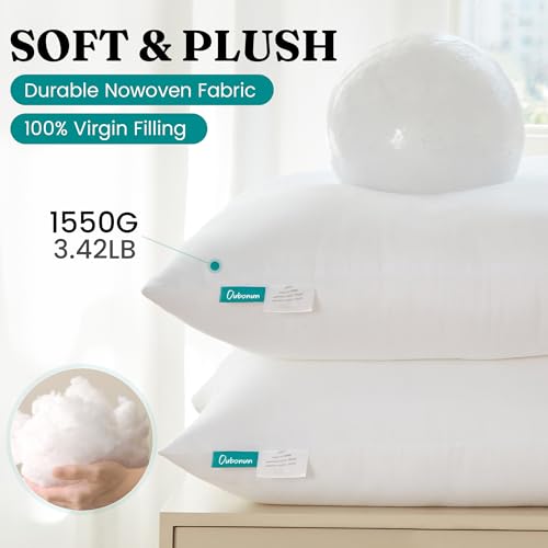 Oubonun 30 x 30 Throw Pillow Inserts - Soft, Plush & Decorative Down Alternative Pillows for Couch Sofa Bed, Machine Washable - White, Pack of 2 - size: 30x30 Inch (Pack of 2)
