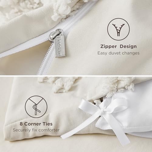 Bedsure Boho Duvet Cover Queen Size, Soft & Comfortable Elegant Design Boho Bedding for Decoration, Machine Washable Comforter Cover for All Seasons,Includes 1 Duvet Cover & 2 Pillow Shams,Beige - color: 01 - Beige - Elegant (No Comforter), size: Queen (9