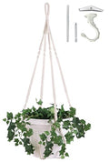 Giant XXL 55 Inches Macrame Planter Hanger Large for 15 inch Pot + Swag Hook | Extra Large Hanging Planter for Indoor Plants | No Pot/Plant Included (XXL) - color: Beige