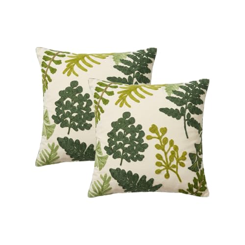 YIcabinet Pack of 2 Throw Pillow Covers,Embroidered Tree Pattern Pillow Case Soft Square Decorative Pillowcases for Home Sofa Couch 18x18 Inch - color: White31