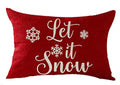 Happy Winter Snowflakes Let It Snow Merry Christmas Throw Pillow Cover Cushion Case Cotton Linen Material Decorative Lumbar 12X20 inches - color: Let It Snow