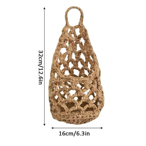 Hanging Plant Basket – Hand Woven Cotton Rope Wall Mount Planter with Hooks | Bohemian Style Indoor Plant Stand for Home Decor, Indoor Greenery, Balcony, and Window Display - color: Brown