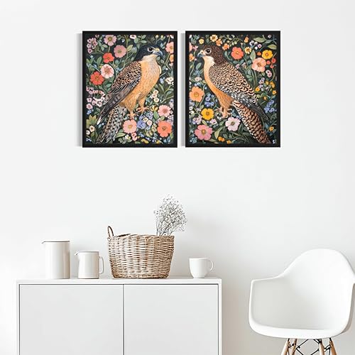 Falcons William Morris Wall Art Poster Prints, Vintage Flowers Tapestry, Floral Decor for Living Room, Bedroom, Office, Bathroom AA12 (Falcons, 18 x 24 inches (2 Panels), Unframed) - color: Falcons, size: 18 x 24 inches (2 Panels)