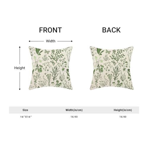 AEIOAE Summer Pillow Covers 16x16 Inch Set of 2,Olive Green Wild Flower Plant Throw Pillows Case,Seasonal Floral Outdoor Decorative Square Linen Farmhouse Decor Cushion Covers for Home Sofa Bed Couch - color: Olive Green Wild Floral, size: 16" x 16" (Pack