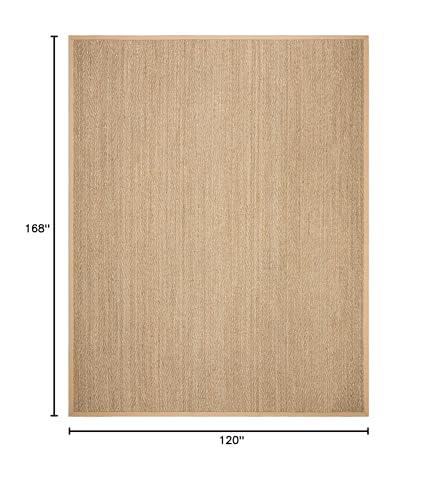SAFAVIEH Area Rug 10x14 - Natural Fiber Collection - Large - Natural & Beige, Seagrass, Herringbone Pattern with Border (NF115A) - color: Natural/Beige, size: 10' x 14' (Rectangular)