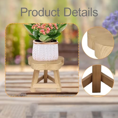 Wooden Plant Stand Potted Rack Rustic Small Decorative Display Stand Plant Stool for Balcony Table Bedroom Garden Home Decor , Flower - color: Flower