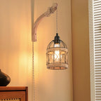 Plug in Wall Sconce,Farmhouse Wicker Wall Lamp Plug in,Hand Woven Rattan Wall Light Farmhouse Rustic Boho Sconces Wall Lighting for Living Room Bedroom - color: Birdcage, size: 1 PACK
