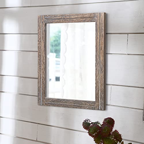 AAZZKANG Mirror with Wood Framed Rectangle Rustic Wall Mirrors Decor Large 20"x16" for Bedroom Bathroom Living Room Entryway - color: Light Tan, size: 20"L x 16"W