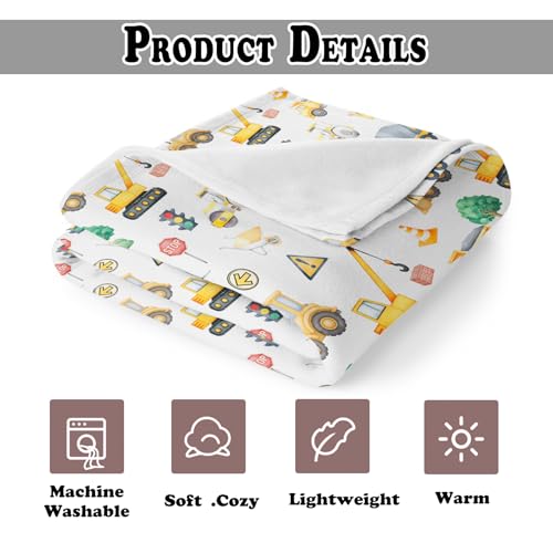 Construction Vehicles Throw Blanket for Couch, Construction Room Decor for Boys, Transport Truck Tractor Throw Blanket for Kids Boys Toddler Nursery Bedroom Room Decoration, 50x60 Inches - color: Color_1