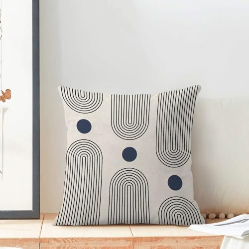 Boho Mid Century Pillow Covers 18x18 Inch Set of 2, Abstract Simple Blue Sun Arch Decorative Throw Pillowcase Boho Modern Outdoor Farmhouse Cushion Cover for Sofa Couch Bed Living Room Decor - color: Boho10, size: 18" x 18" (Pack of 2)