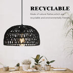 HuisMier Rattan Hanging Lamp Plug in Pendant Light, 15 Ft Hanging lamp with Wicker Woven Basket Lampshade, Dimmable Boho Hanging Lamp for Dining Room Living Room Bedroom, Black - color: Rattan Black
