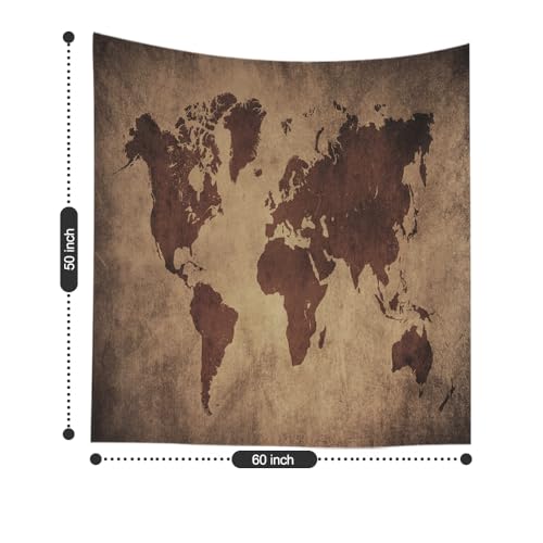CAPSCEOLL World Map Tapestry - Brown Wall Hanging, Kids' Room Decor, 50x60 Inches - color: Brown Black, size: 50"L x 60"W