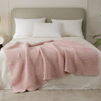 WESHIONGOO Pink Throw Blanket for Couch Soft Knit Throw Blanket with Chenille Yarn Non-Shedding, Chenille Blanket for Living Room Bed Sofa (50"*60") - color: Light Pink