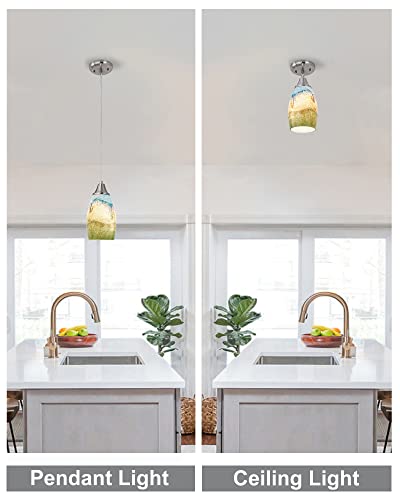karyfine Mini Glass Pendant Lights,Blown Art Glass Pendant Hanging Light Fixtures Kitchen Island Pendant Lamp Shade with Brushed Nickel Finish for Bar Counter,Hallway,Dining Room Multi color-1P - color: Multi color-1Pack