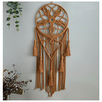 Dream Catcher Tapestry Boho Macrame Cotton Woven Handmade Bohemian Art with Tassel Craft Ornament for Bedroom Living Room Apartment Nursery 12x32 Inch - color: Brown