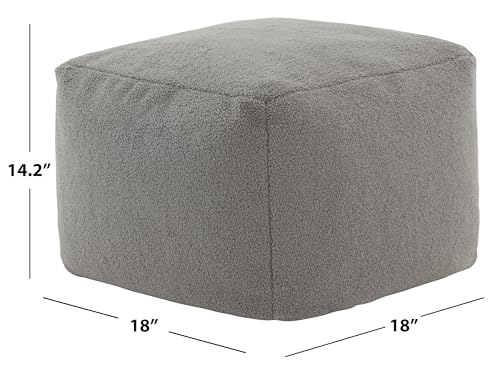SAFAVIEH Couture Collection Samuels Dark Grey Faux Shearling Ottoman Square Pouf (Fully Assembled) - color: Dark Grey
