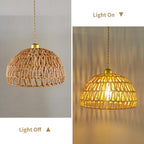 Bohemian-style woven pendant light, adjustable, Woven Hanging Lighting ,11.5"featuring a woven shade and E26 socket. Ideal for kitchen islands, farmhouses, bedrooms, and living rooms. (Bulb not ) - color: 11.5”hemispherical shaped