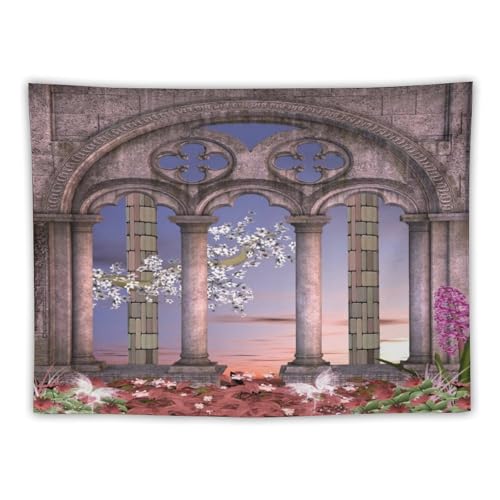 Houselerax Gothic Tapestry,Antique Victorian Style Floral Garden Wall Hanging Decor Tapestries for Bedroom Living Room 60"x40" - color: Gothic-10, size: W60xL40in