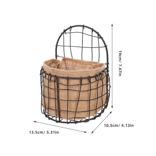 BESPORTBLE Vintage Iron Wire Half Round Hanging Basket with Breathable Linen Liner for Indoor and Outdoor Plants Decorative Wall-Mounted Organizer for Garden Balcony and Home Storage