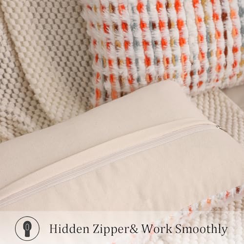 LUOYEHK Boho Throw Pillow Covers 12x20 Inch Set of 2 Chenille Tufted Pillowcase Farmhouse Neutral Cushion Covers for Couch Sofa Bed Living Room, Orange Red - color: Orange Red, size: 20" x 12" (Pack of 2)