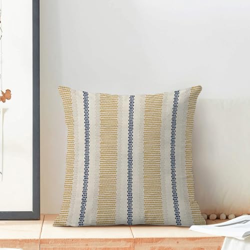 Boho Pillow Covers 16x16 Set of 2 Yellow Blue Abstract Polka Dot Stripe Throw Pillow Covers Outdoor Decor Modern Minimalism Decorative Pillowcase Farmhouse Square Cushion Case for Home Couch - color: Boho-yellow Blue, size: 16" x 16" (Pack of 2)