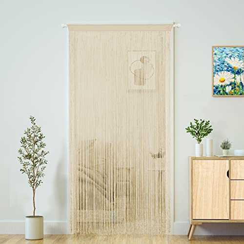 YaoYue Doorway String Curtain Door Curtains,Boho Hippie Hanging Fringe Room Divider for Patio Bedroom Closet Kitchen Laundry,Room Window Wall Door Decor(39×79in/100×200cm,Champagne) - color: Champagne, size: 39"W x 79"L (Pack of 1)