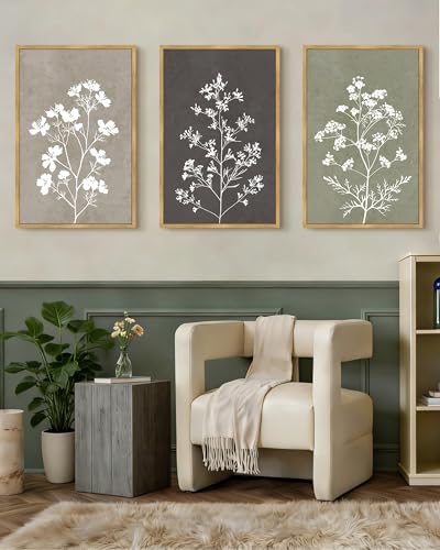 Drsoum Flower Framed Wall Art Vintage Floral Minimalist Wall Hanging Decor Farmhouse Colorful Botanical Prints Artwork for Bedroom Living Room Hallway 24x36in Natural Framed - color: Retro Flower, size: 24x36in, Natural Framed
