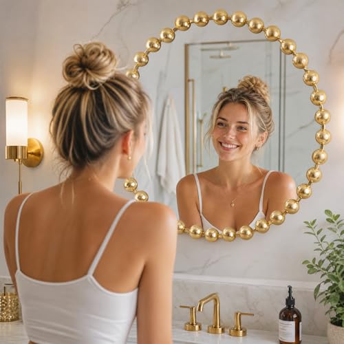 Madison Park 36 inch Gold Round Mirror, Round Mirrors for Wall Decor, Metal Frame Circle Mirrors for Bathroom, Living Room, Circle Wall Metal Art Mirror - color: Gold, size: 36"L x 36"W