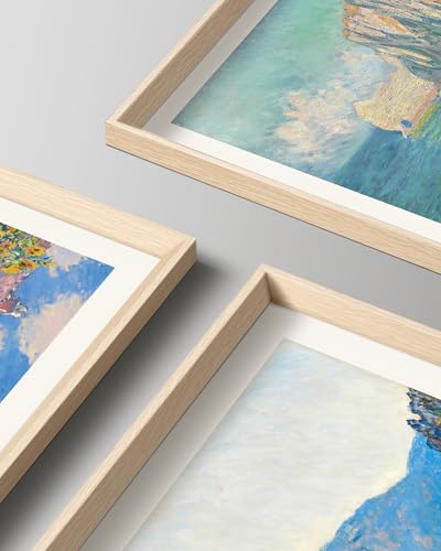 HesenDot Framed Claude Monet Wall Art 3 Piece,12x16in High Framed Design Canvas Prints Wall Decor,Vintage Impressionism Landscape Artwork Poster Home Decoration for Living Room Bedroom Gallery Office - color: Framed Monet Impressionism, size: 16"L x 12"W