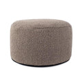 Howard Elliott Collection Barbet Round Foot Pouf Ottoman with Removable Zipper Cover, Woven Polyester Fabric Filled with Fiber and EPS Beads for Footrest or Extra Seating, 22x22x15 Inch, Chocolate - color: Brown