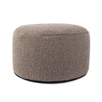 Howard Elliott Collection Barbet Round Foot Pouf Ottoman with Removable Zipper Cover, Woven Polyester Fabric Filled with Fiber and EPS Beads for Footrest or Extra Seating, 22x22x15 Inch, Chocolate - color: Brown