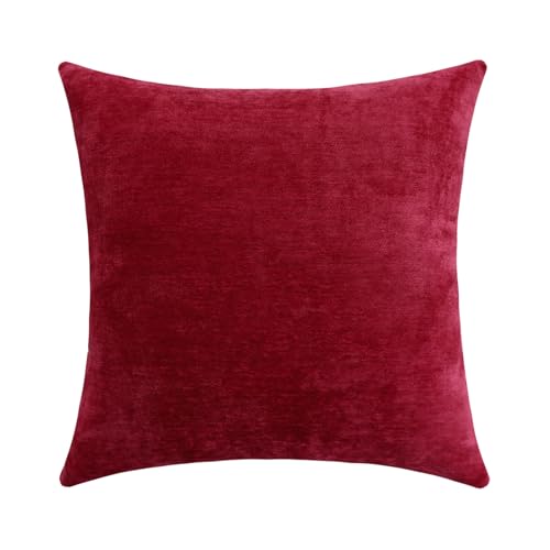 Jeneoo Bright Red Decorative Throw Pillow Covers Soft Chenille Comfy Solid Couch Cushion Cases Decor (Set of 1, 24 x 24 Inches) - color: Bright Red, size: 24" x 24" (Pack of 1)