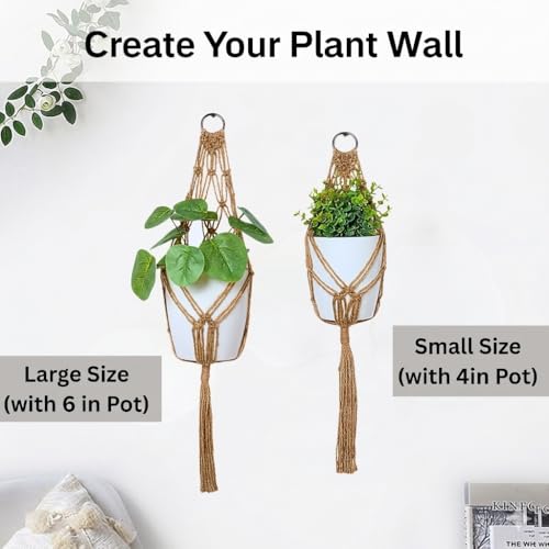 4 inch Hanging Planters for Indoor Plants with Self-Watering Pots, Macrame Wall Plant Hanger | Small Macrame Plant Hanger with Pot, Hanging Wall Planter (2 Pack, 4-inch Pots) - size: Small