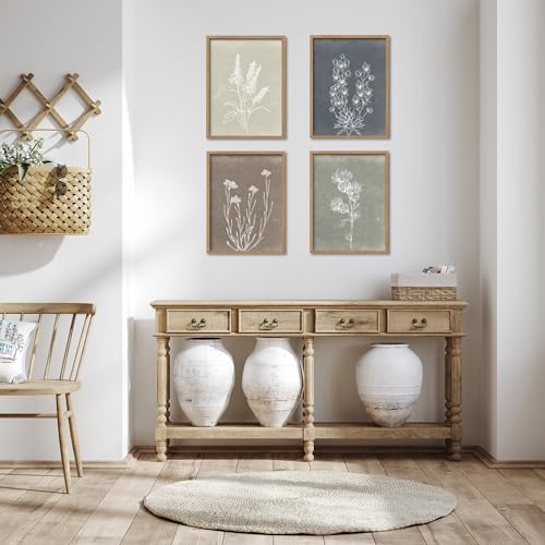 Heiple Framed Boho Wall Art Set of 4 Wooden Wall Art for Rustic Vintage Farmhouse Home Living Room Bedroom Bathroom Kitchen Wall Decor (Brown, 11"x14") - size: 11"x14"