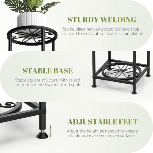 4 Tier Plant Stand Indoor Outdoor, Metal Flower Shelf Display Holder, Multiple Plants Corner Tall Flower Holders for Patio Balcony Porch Garden Living Room (Leaf Black) - color: Leaf Black, size: 4 Tier