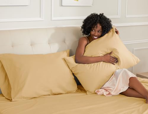 Sunflower Queen Pillowcases Set of 2, 100% Cotton Queen Size Pillow Cases 2, 20×30 inches Butterum, Soft and Breathable - color: Butterum, size: Queen (20"x30")