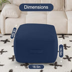 MeMoreCool Square Stuffed Pouf Ottoman Foot Rest, Floor Pouf Foot Stool with Foam Chunk Filling, Soft Stuffed Ottoman Footrest for Living Room, Navy - color: Striped Navy