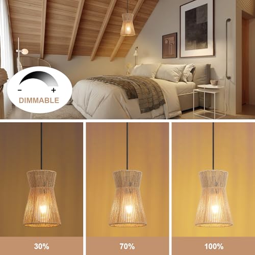 15ft Plug in Pendant Light with Cord Dimmable Switch Rattan Hanging Lamp with Hand Woven Wicker Plug in Chandelier Boho Hanging Lights Fixture for Bedroom Kitchen Hallway Foyer - size: Plug 1 Light