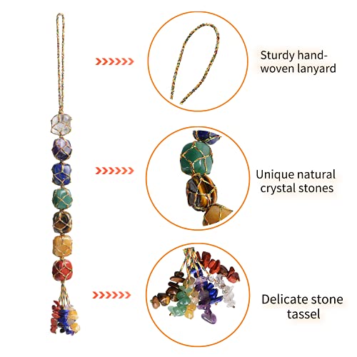 Handmade Hanging Ornaments Colorful Thread 7 Chakra Stones for Home Decoration Feng Shui Ornament - color: A-style 9