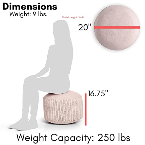 BIRDROCK HOME Outdoor Pouf Ottoman | Hand Woven Waterproof Foot Stool with Bead Bag Filling | Boho Foot Rest for Patio, Living Room, Porch & Outdoor Seating | Lightweight, Soft Stuffed Chair | Natural - color: Natural