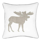 Animal Cotton Throw Pillow Covers Moose Pattren Embroidered 18x18 Inches for Couch Cushions Covers (White) - color: Moose-white