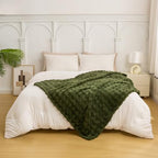 YUSOKI 3D Fleece Bubble Throw Blanket | 380GSM Ultra Soft Fluffy Plush | Non-Shedding Lightweight Cozy Blanket for Couch Sofa Bed | All Season(Olive Green,50 * 60inches) - color: Olive Green, size: Throw(50" x60")