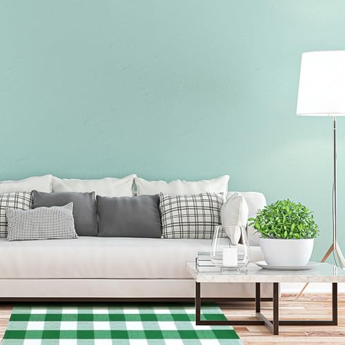 Buffalo Plaid Area Rug, Checkered Rug 27.5x43 Inches, Green and White Rug, Washable Cotton Mat for Front Porch, Entryway, Kitchen, Living Room, Home Decor - color: Green & White, size: 2'3" x 3'7" (Rectangular)