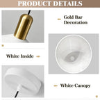 KCO Lighting Modern Cone Pendant Lighting White and Gold Pendant Light Kitchen Island Farmhouse Dome Pendant Light Mid Century Living Room Light Fixture Over Dining Table (White) - color: White
