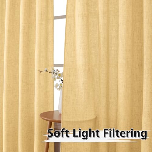 Tollpiz Linen Tier Curtains Rod Pocket Semi Sheer Short Kitchen Curtain Half Burlap Light Filtering Thick Linen Drape for Bathroom, 30 x 30 inches Long, Beige, Set of 2 Panels - color: Beige, size: 30"W x 30"L (Pack of 2)