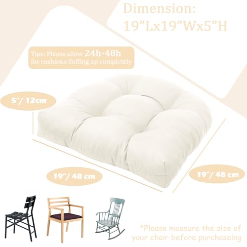 MTMR Water-Repellent Outdoor Chair Cushions Set of 2, 19”X19” Patio Chair Cushions with High Elasticity PP Cotton, Thick Tufted Outdoor Patio Furniture Cushions, Seat Cushions for Outdoor Furniture - color: Beige