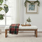 Zihanhome 52.7" Bedroom Bench for End of Bed, Modern Upholstered Teddy Fabric Entryway Bench & Dining Bench, Footrest Stool Bench with Solid Wood Frame for Bedroom, Living Room (Beige) - color: Beige
