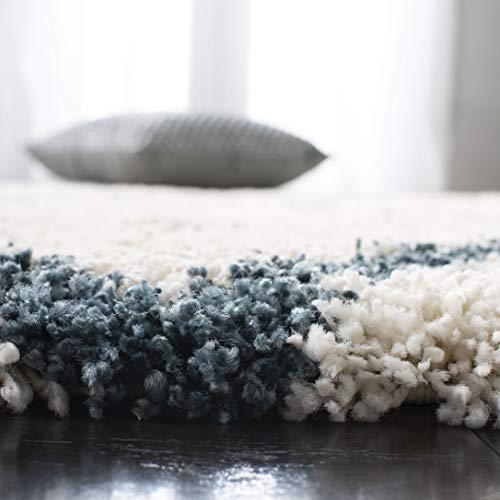 SAFAVIEH Hudson Shag Collection Accent Rug - 2' x 3', Ivory & Slate Blue, Trellis Design, Non-Shedding & Easy Care, 2-inch Thick Ideal for High Traffic Areas in Foyer, Living Room, Bedroom (SGH281T) - color: Ivory/Steel Blue, size: 2' x 3' (Rectangular)