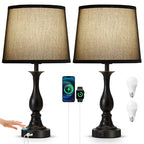 Bedside Table Lamp Touch Control Bedroom Lamps with USB A + C Charging Port 3 Way Dimmable Touch Lamps for Nightstand Living Room Bedroom Dorm Home Office Reading, Set of 2 (Black Shade & Black Base) - color: Black Shade & Black Base